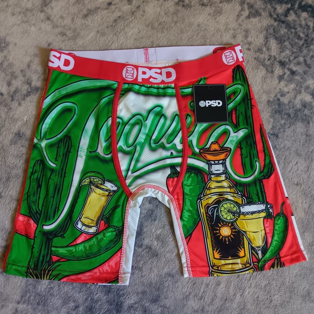 PSD Men's Tequila Green/Red Stretch Boxer Briefs Size Medium NWT